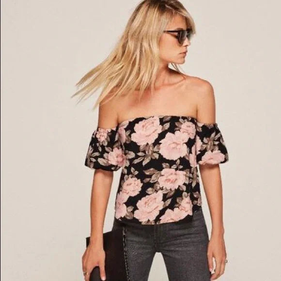 reformation floral blouse (off shoulder)