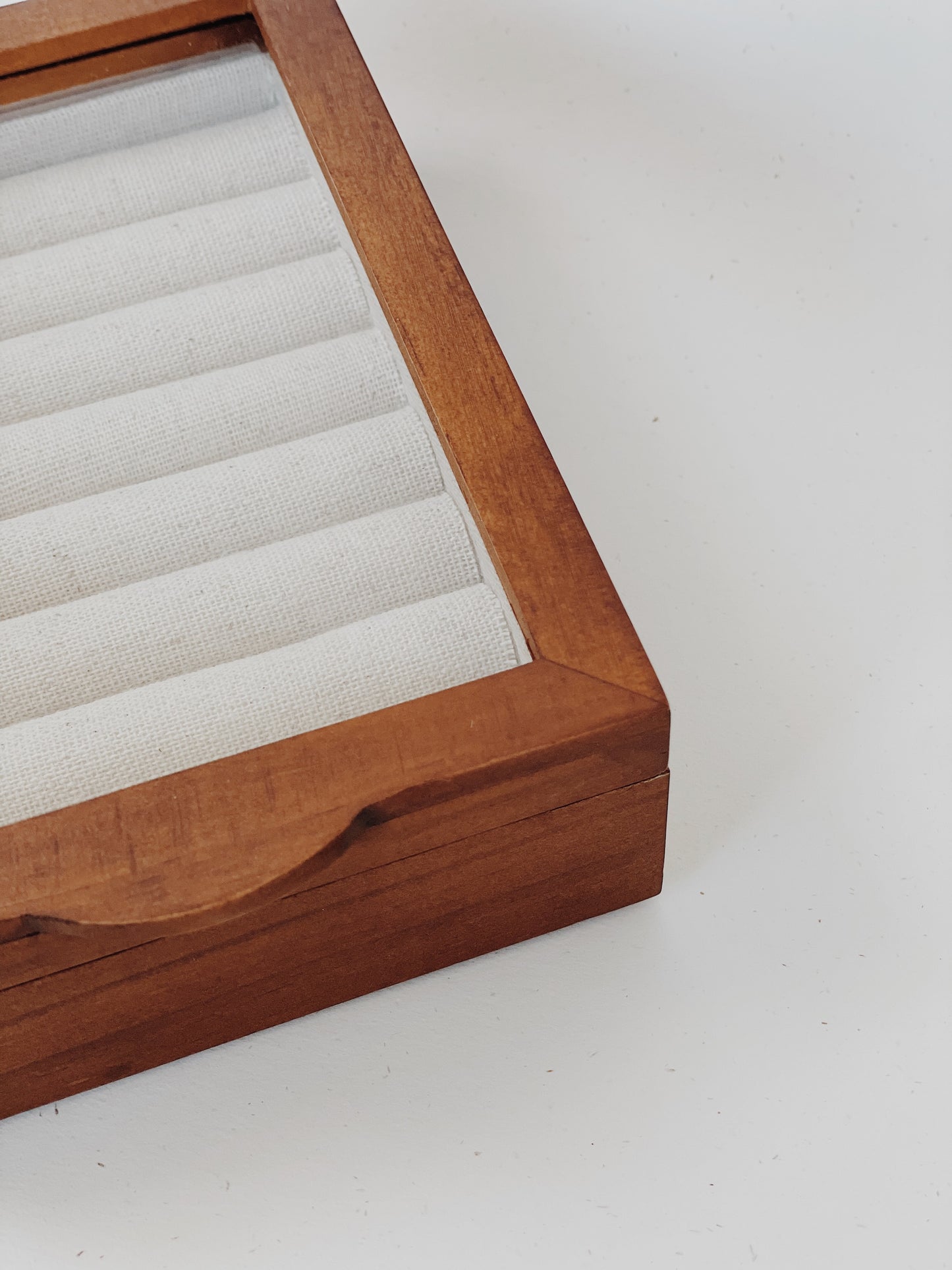 wood and linen jewelry box