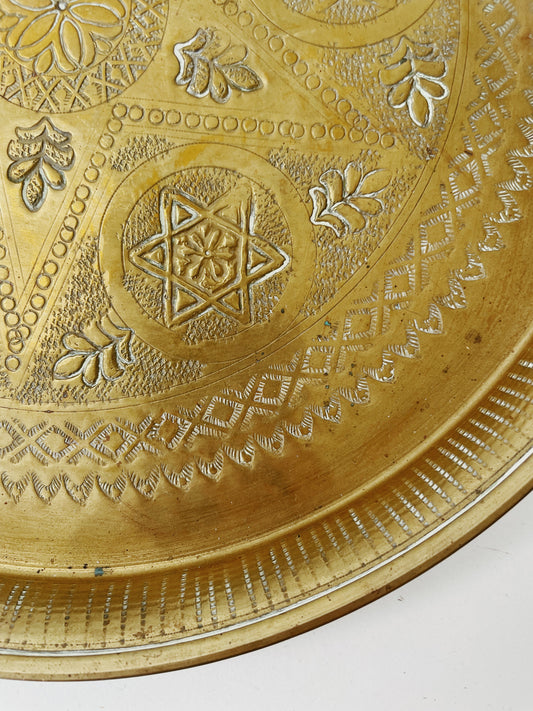 etched brass circle tray