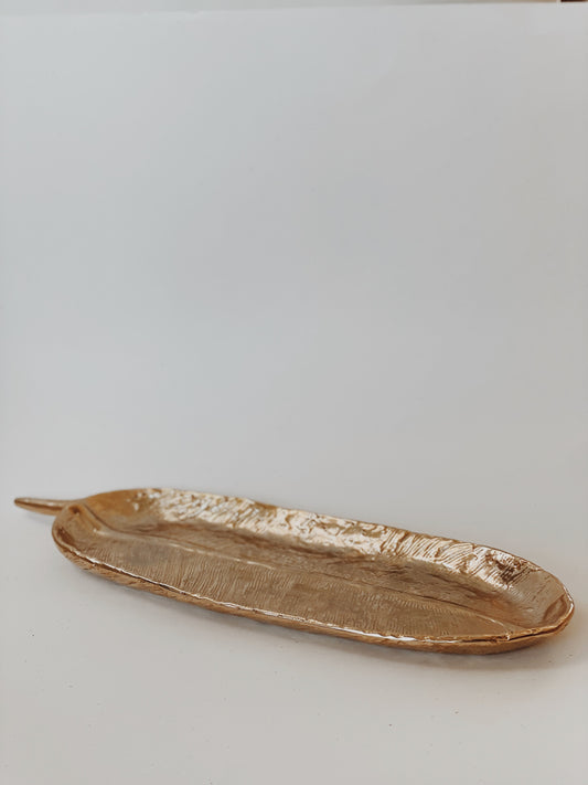 gold feather tray dish