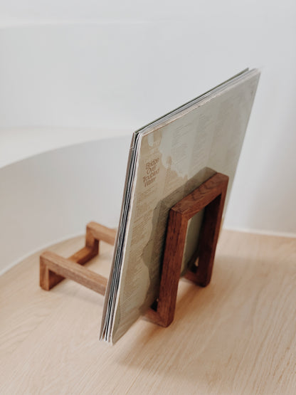 wood vinyl record display rack