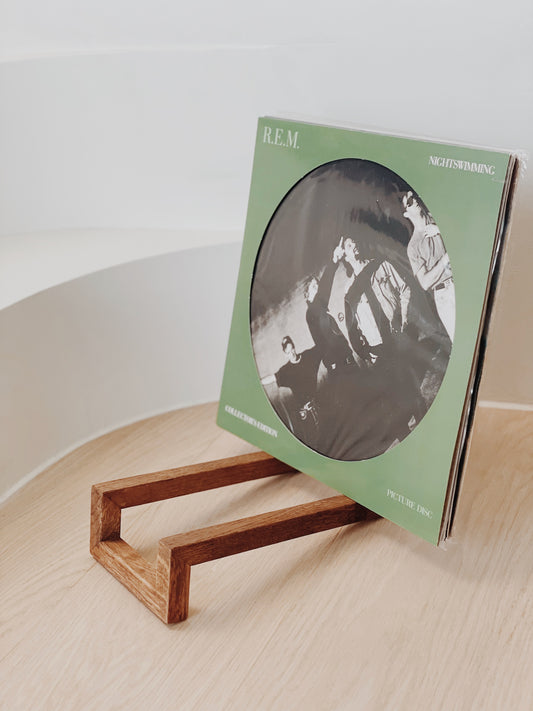 wood vinyl record display rack
