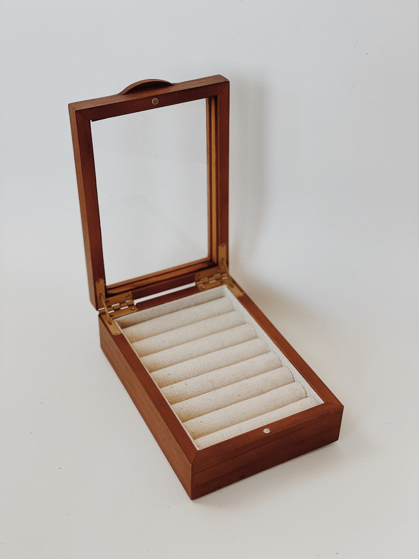 wood and linen jewelry box