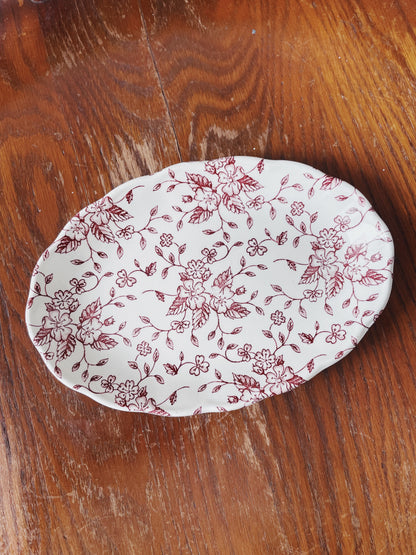oval pink floral plate