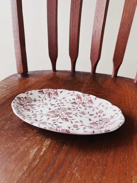 oval pink floral plate