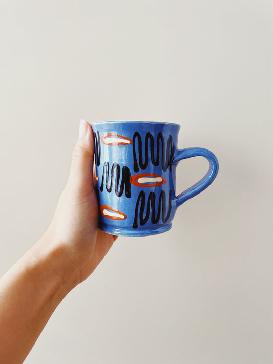 handpainted blue mug
